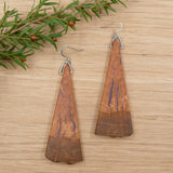 Handmade Wooden Australian Earrings Natural Wood- Made in Melbourne-Hypoallergenic Eucalyptus Burl-Purple Resin