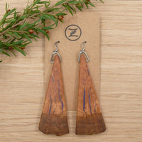 Handmade Wooden Australian Earrings Natural Wood- Made in Melbourne-Hypoallergenic Eucalyptus Burl-Purple Resin