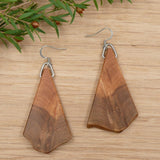 Handmade Wooden Australian Earrings Natural Wood- Made in Melbourne-Hypoallergenic Eucalyptus Burl-Orange Resin