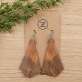 Handmade Wooden Australian Earrings Natural Wood- Made in Melbourne-Hypoallergenic Eucalyptus Burl-Orange Resin