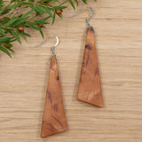 Handmade Wooden Australian Earrings Natural Wood- Made in Melbourne-Hypoallergenic Eucalyptus Burl-Maroon Resin