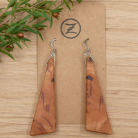 Handmade Wooden Australian Earrings Natural Wood- Made in Melbourne-Hypoallergenic Eucalyptus Burl-Maroon Resin