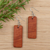 Handmade Wooden Australian Earrings Natural Wood- Made in Melbourne-Hypoallergenic- Fiddleback Eucalyptus Red Gum Rectangle