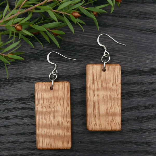 Handmade Wooden Australian Earrings Natural Wood- Made in Melbourne-Hypoallergenic- Fiddleback Tasmanian Mountain Ash