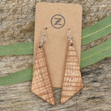 Triangle Wooden Earrings  Fiddleback- Tasmanian Mountain Ash Eucalyptus