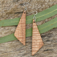 Triangle Wooden Earrings  Fiddleback- Tasmanian Mountain Ash Eucalyptus