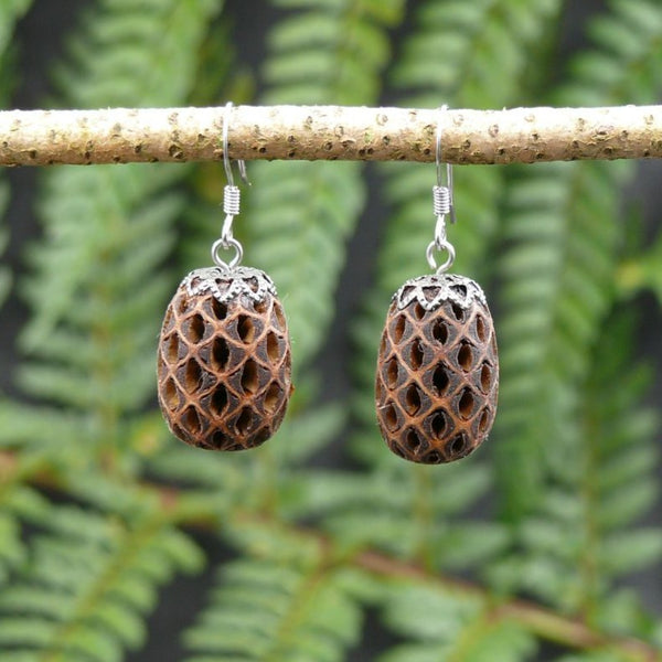 Natural Wooden Earrings- Sheoak Round Wood Dangle Natural Hypoallergenic-Made in Melbourne - Australia