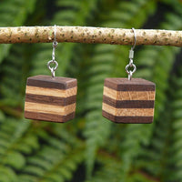Funky Retro Licorice Allsorts Wooden Natural Earrings - Handmade in Melbourne-Hypoallergenic