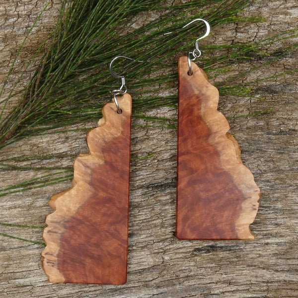 Wooden Earrings - South Australian Red Mallee Burl - Natural Edge - Made in Melbourne