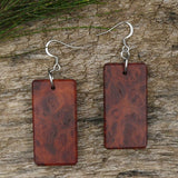 Rectangle Wooden Earrings - Blood Wood Burl - Made in Melbourne