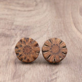 Natural Wooden Earrings- Sheoak Round Wood Studs-Natural -Hypoallergenic-Made in Melbourne Australia