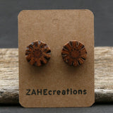 Natural Wooden Earrings- Sheoak Round Wood Studs-Natural -Hypoallergenic-Made in Melbourne Australia