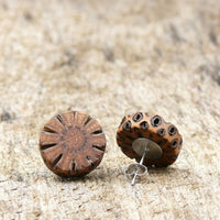 Natural Wooden Earrings- Sheoak Round Wood Studs-Natural -Hypoallergenic-Made in Melbourne Australia