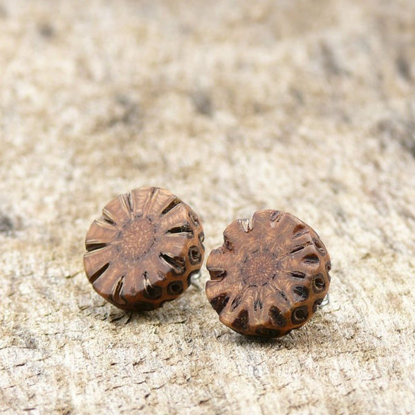 Natural Wooden Earrings- Sheoak Round Wood Studs-Natural -Hypoallergenic-Made in Melbourne Australia