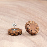 Natural Wooden Earrings- Sheoak Round Wood Studs-Natural -Hypoallergenic-Made in Melbourne Australia