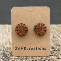 Natural Wooden Earrings- Sheoak Round Wood Studs-Natural -Hypoallergenic-Made in Melbourne Australia