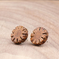 Natural Wooden Earrings- Sheoak Round Wood Studs-Natural -Hypoallergenic-Made in Melbourne Australia