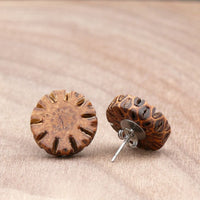 Natural Wooden Earrings- Sheoak Round Wood Studs-Natural -Hypoallergenic-Made in Melbourne Australia