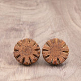 Natural Wooden Earrings- Sheoak Round Wood Studs-Natural -Hypoallergenic-Made in Melbourne Australia