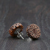 Natural Wooden Earrings- Sheoak Round Wood Studs-Natural -Hypoallergenic-Made in Melbourne Australia