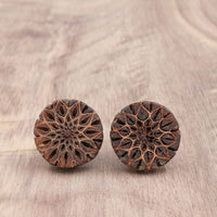 Natural Wooden Earrings- Sheoak Round Wood Studs-Natural -Hypoallergenic-Made in Melbourne Australia