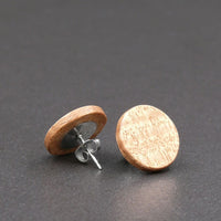 Light Wood Round Natural Wooden Earrings - Studs -Made in Melbourne-Australia