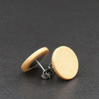 Light Wood Round Natural Wooden Earrings - Studs -Made in Melbourne-Australia