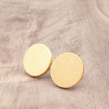 Light Wood Round Natural Wooden Earrings - Studs -Made in Melbourne-Australia