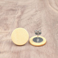 Light Wood Round Natural Wooden Earrings - Studs -Made in Melbourne-Australia