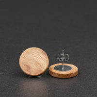 Wood Round Natural Wooden Earrings - Studs -Made in Melbourne-Australia