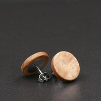 Wood Round Natural Wooden Earrings - Studs -Made in Melbourne-Australia