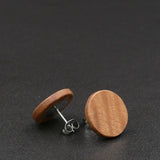 Wood Round Natural Wooden Earrings - Studs -Made in Melbourne-Australia