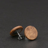 Wood Round Natural Wooden Earrings - Studs -Made in Melbourne-Australia