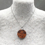 Wooden Round Natural Pendant made out of Native Australian Cherry Burl- with necklace- native made in Melbourne-Australia