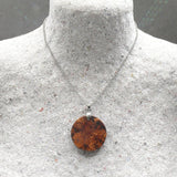 Wooden Round Natural Pendant made out of Native Australian Cherry Burl- with necklace- native made in Melbourne-Australia