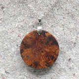 Wooden Round Natural Pendant made out of Native Australian Cherry Burl- with necklace- native made in Melbourne-Australia