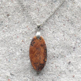 Oval Wooden Natural Pendant made out of Native Australian Cherry Burl- with necklace- made in Melbourne-Australia