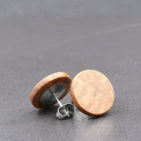 Wood Round Natural Wooden Earrings - Studs -Made in Melbourne-Australia