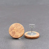 Wood Round Natural Wooden Earrings - Studs -Made in Melbourne-Australia