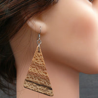 Natural Waratah Triangle Earrings - Tiger print - Wooden earrings-made in Melbourne Australia-hypoallergenic