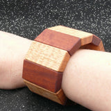 Trapezoid Wooden Bracelet - Red Gum & Fiddleback Tasmanian Oak-Made in Melbourne - Australia