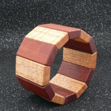 Trapezoid Wooden Bracelet - Red Gum & Fiddleback Tasmanian Oak-Made in Melbourne - Australia