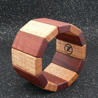 Trapezoid Wooden Bracelet - Red Gum & Fiddleback Tasmanian Oak-Made in Melbourne - Australia