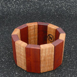 Trapezoid Wooden Bracelet - Red Gum & Fiddleback Tasmanian Oak-Made in Melbourne - Australia