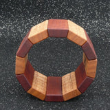 Trapezoid Wooden Bracelet - Red Gum & Fiddleback Tasmanian Oak-Made in Melbourne - Australia