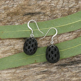 Wooden Black Sheoak Earrings- Round Wood Dangle Natural Hypoallergenic-Made in Melbourne - Australia